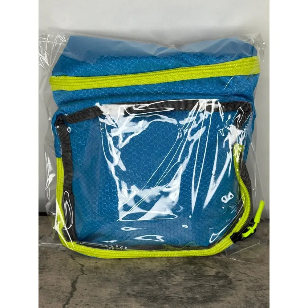 Mesh Drawstring Backpack with Shoe Compartment, Swim Bag with Wet Pocket- Blue